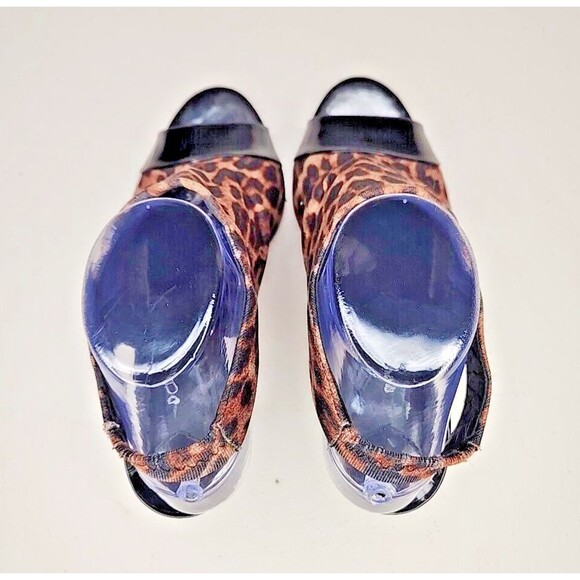 Donald J Pliner Mink Slingback Sz 8 Leopard Print Patent Leather Peep Toe Heel - Picture 5 of 8